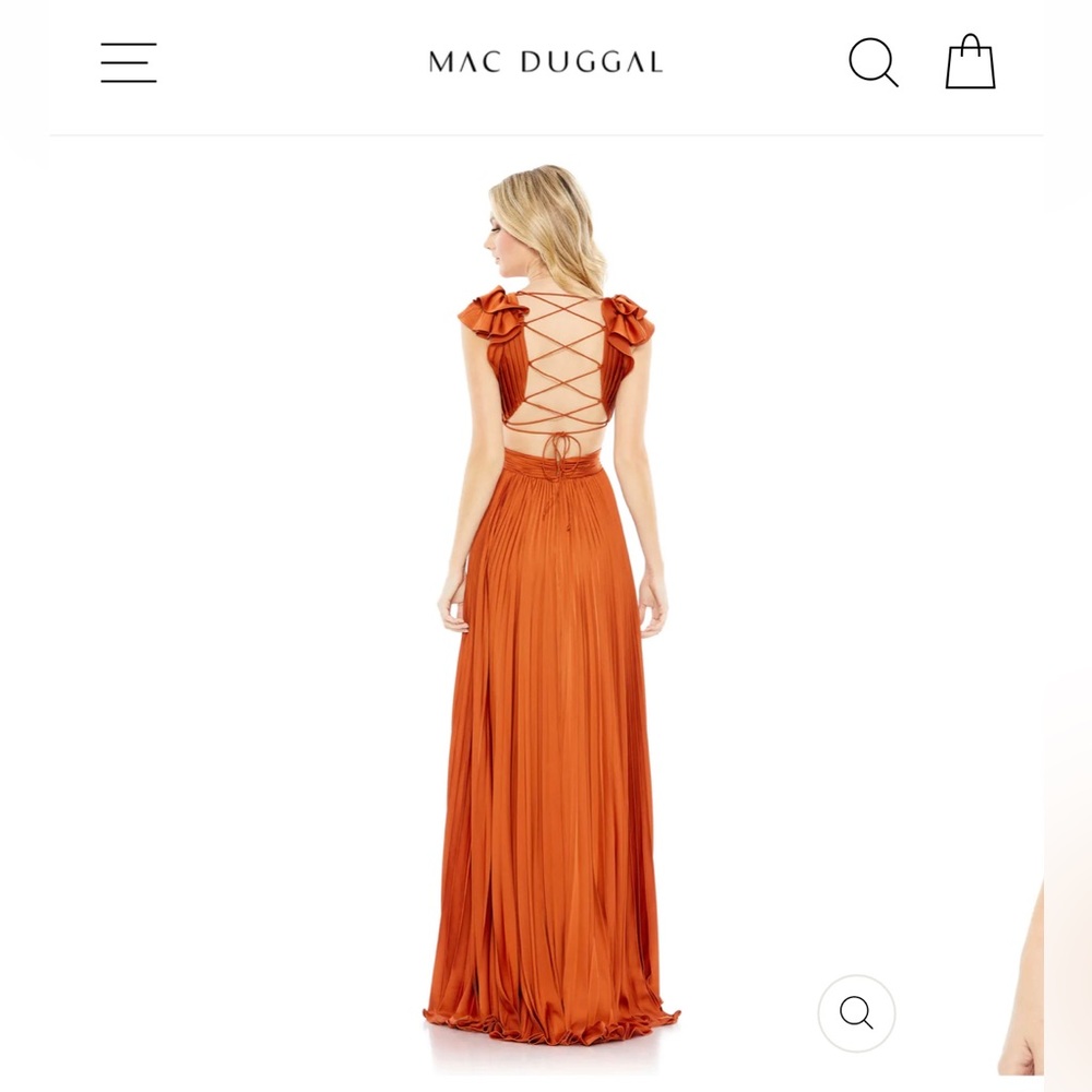 Mac Duggal Dress - PLEATED RUFFLED CAP SLEEVE CUT OUT LACE UP GOWN Size 6